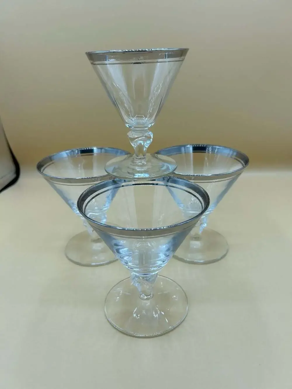 Vintage Libbey Saturn Platinum Trim Cocktail/Aperitif Glasses